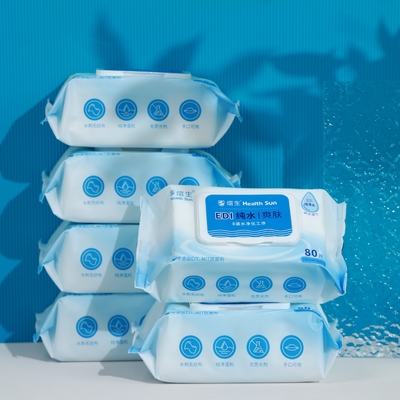 L'eau pure sans alcool antibactérienne essuie pour le nettoyage